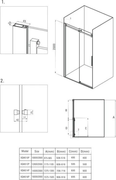 Hiacynt tolóajtós zuhanykabin_100x200 cm KIFUTÓ!