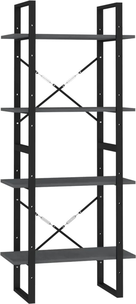 vidaXL négyszintes szürke tömör fenyőfa könyvszekrény 60 x 30 x 140 cm
