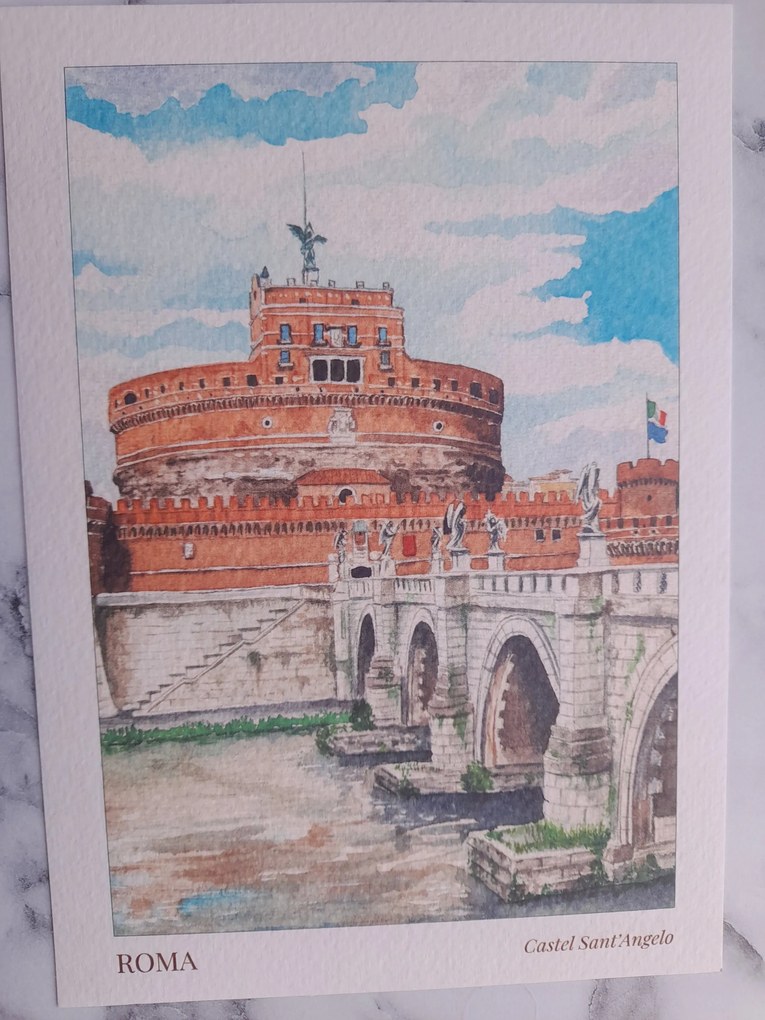 Grafika Keret Olaszország Roma Római Kastély Angyal Tibr Híd