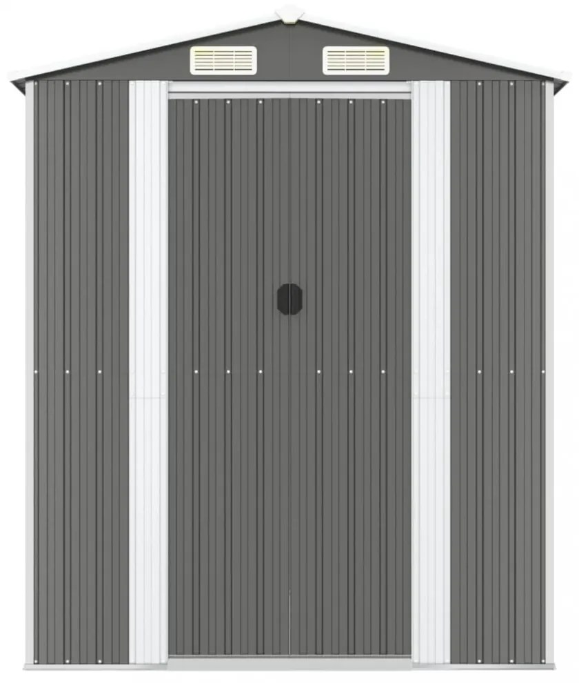 világosszürke horganyzott acél kerti fészer 192 x 274 x 223 cm