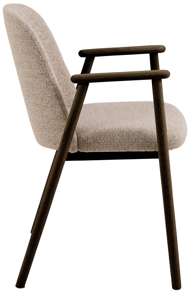 MAZZONI EXPORT RODERIC Beige Latte (Monza 60 szövet)/füstölt lakkozott tölgyfa váz - RETRO FA SZÉK BOUCLÉ NAPPALIBA ÉTKEZŐBE KONYHÁBA