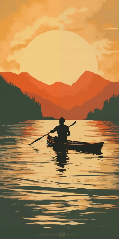 Poszter 50x100cm Evezés alkonyatkor