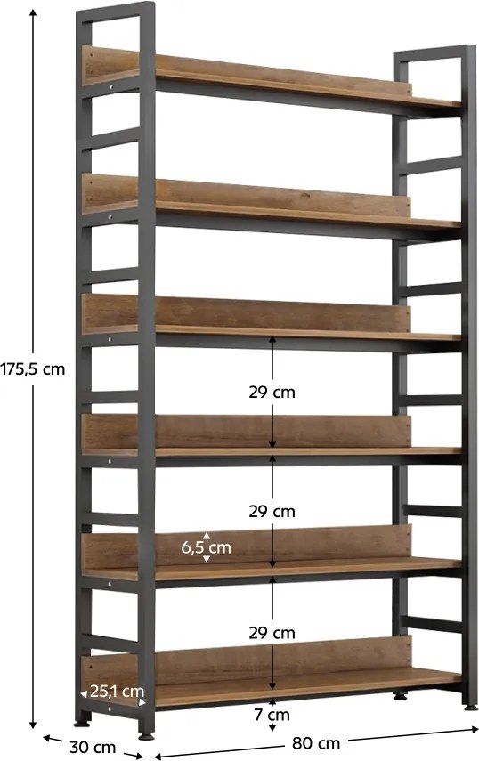 Polcállvány, sötét tölgy/fekete, JANEL TYP 2