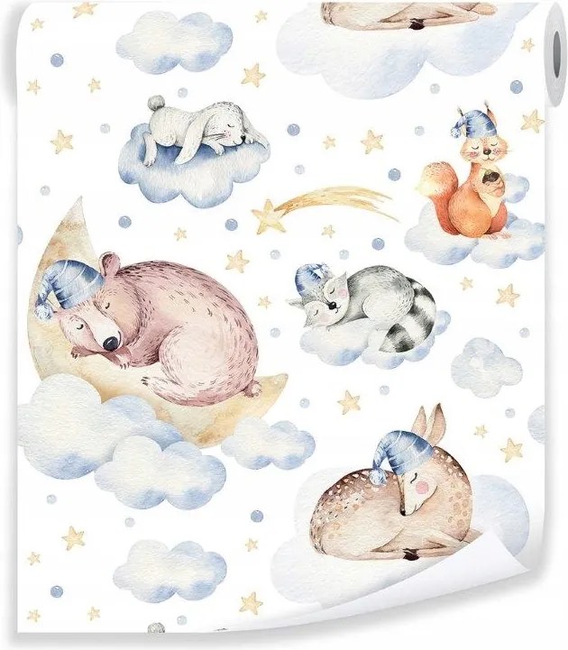 Tapéta A Gyerekszobába Állatok Felhők Gyerekeknek Flizelin