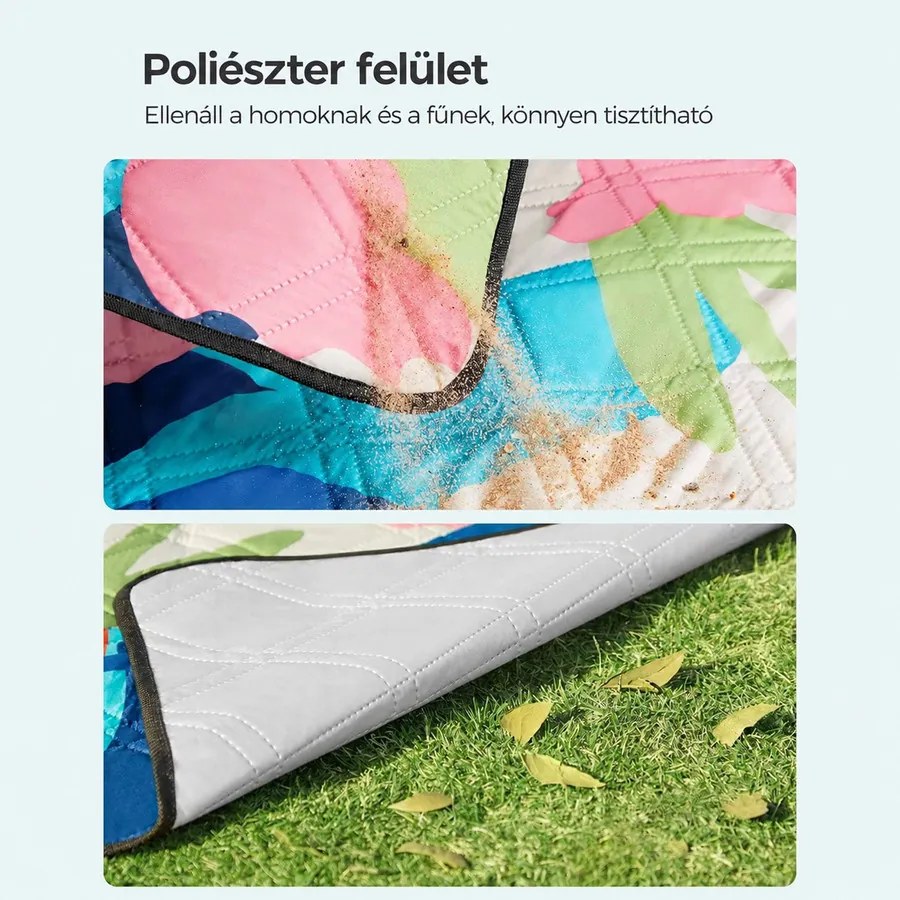 Piknik takaró, strand szőnyeg 200 x 150 cm, színes levelek minta