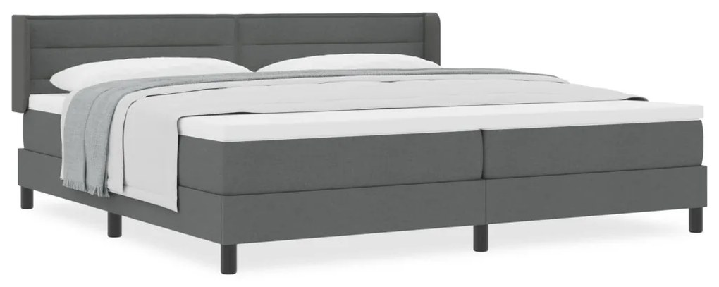 Boxspring ágy matraccal sötétszürkében, 200 x 200 cm, szövet