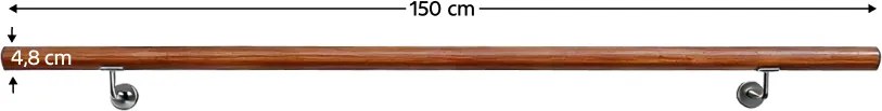 Fogantyú/korlát, tömör fa, barna, 150 cm, MANEL TYP 3