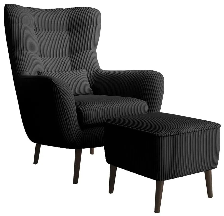 Fotel lábtartóval Veneza VZ2 (fekete + fekete). 1099394
