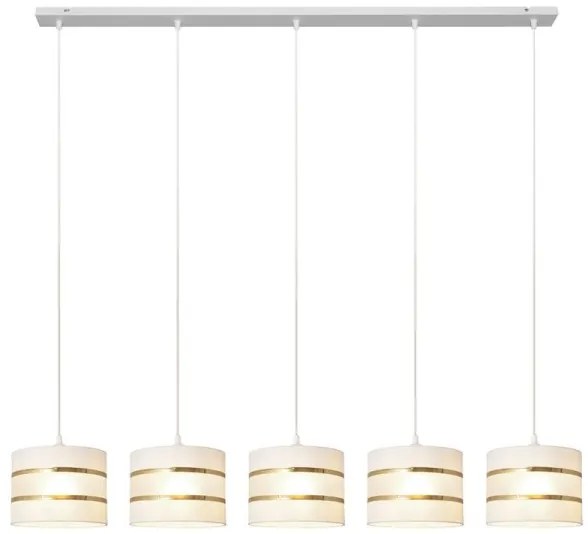 Csillár zsinóron HELEN 5xE27/15W/230V fehér/arany