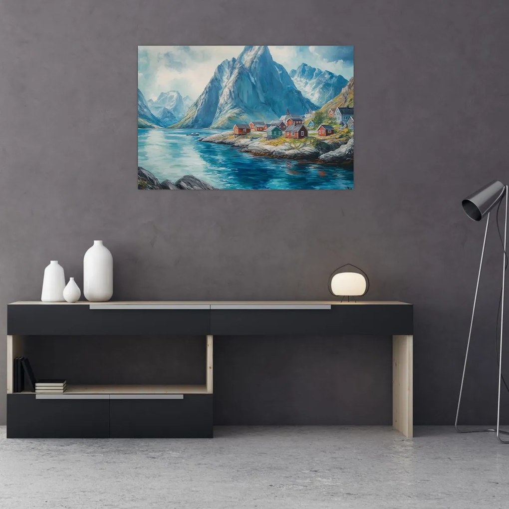 Kép - Norvég falu (90x60 cm)