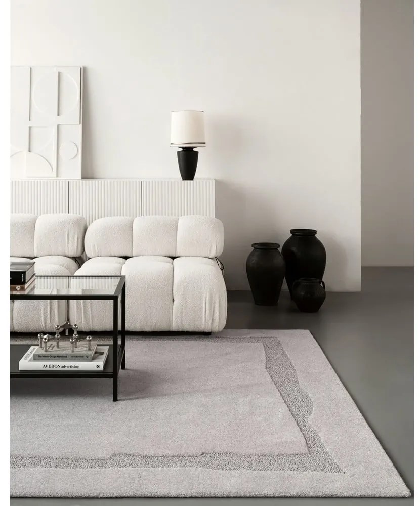 Világosszürke gyapjú szőnyeg 200x300 cm Morphic Rocca – Agnella