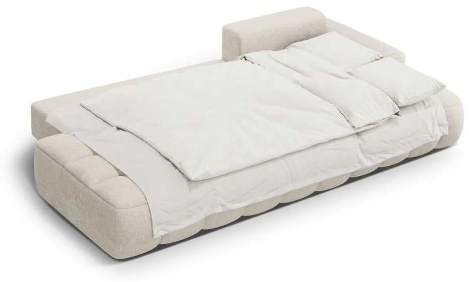 Bézs kinyitható-tárolóhelyes sarokkanapé (jobb oldali-heverő résszel) Linz – Cosmopolitan Design