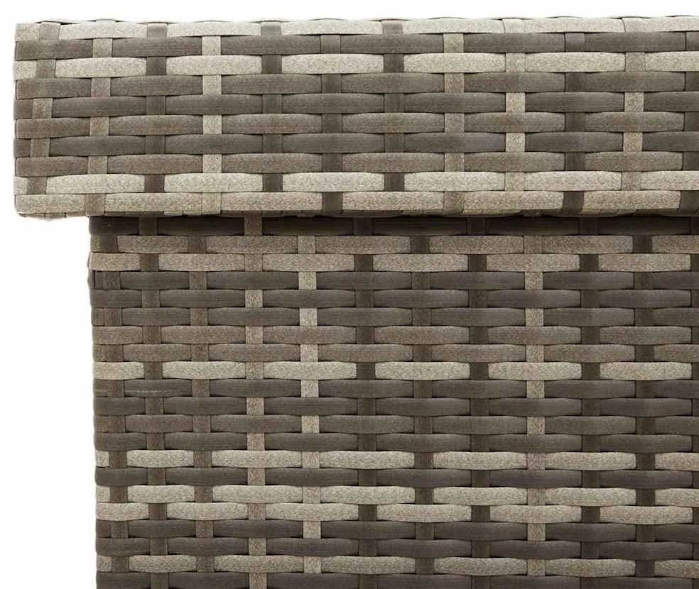 szürke polyrattan kerti tárolóláda kerekekkel 160x55x75 cm