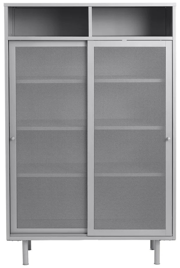Szürke fém szekrény tolóajtóval 90x140x40 cm Veep – Unique Furniture