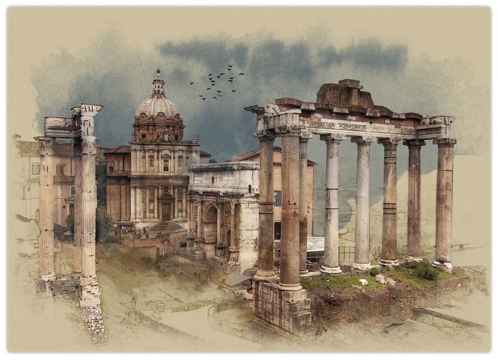 Kép - Forum Romanum, Róma, Olaszország (70x50 cm)