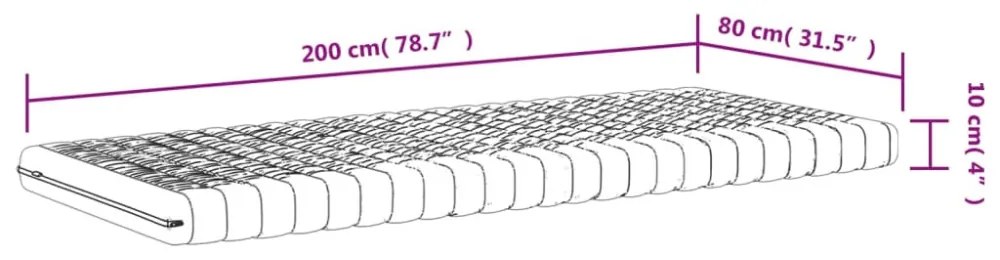 fehér 7 zónás 20 ILD keménységű habmatrac 80 x 200 cm