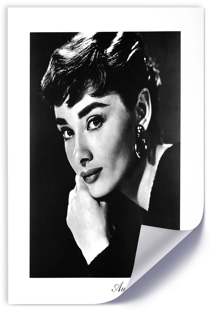 Gario Poszter Audrey Hepburn portréja A keret színe: Fekete, Méret: 70 x 100 cm