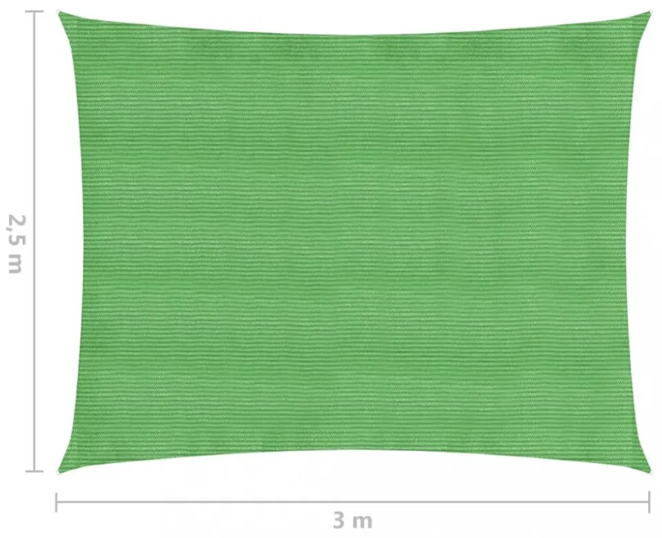 világoszöld HDPE napvitorla 160 g/m² 2,5 x 3 m