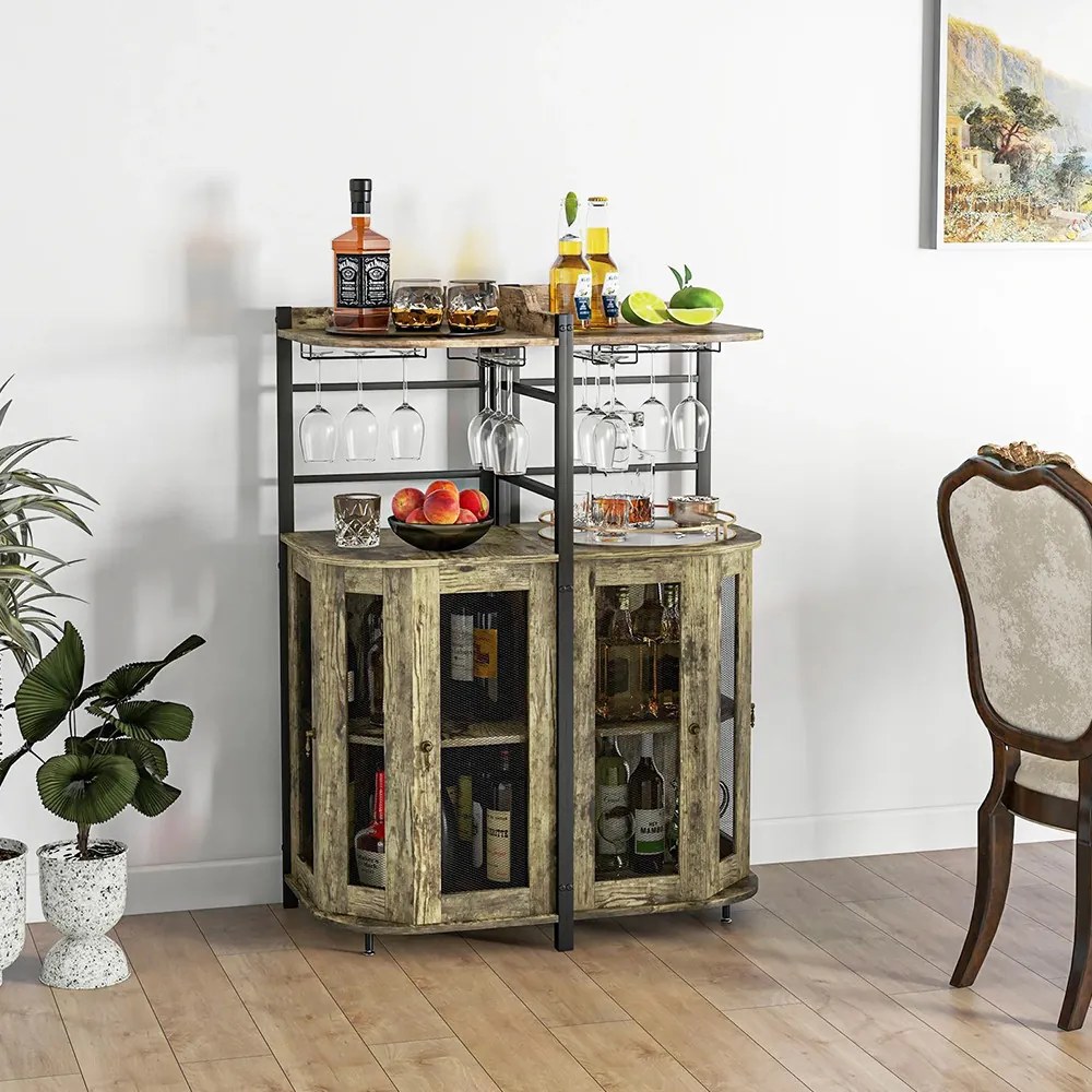 Sarok bárszekrény pohártartóval