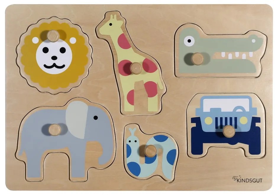 Fa formabeillesztős puzzle (részek száma 6) Safari – Kindsgut
