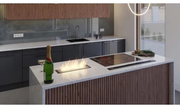 InFire - Beépített BIO kandalló 5,5x50 cm 3kW fekete