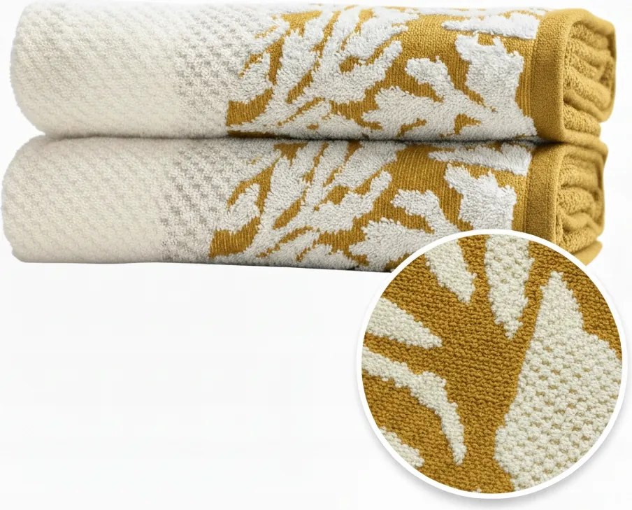 Fürdőlepedő 100x150 Luxus Prémium fehér-sárga Jacquard 500g