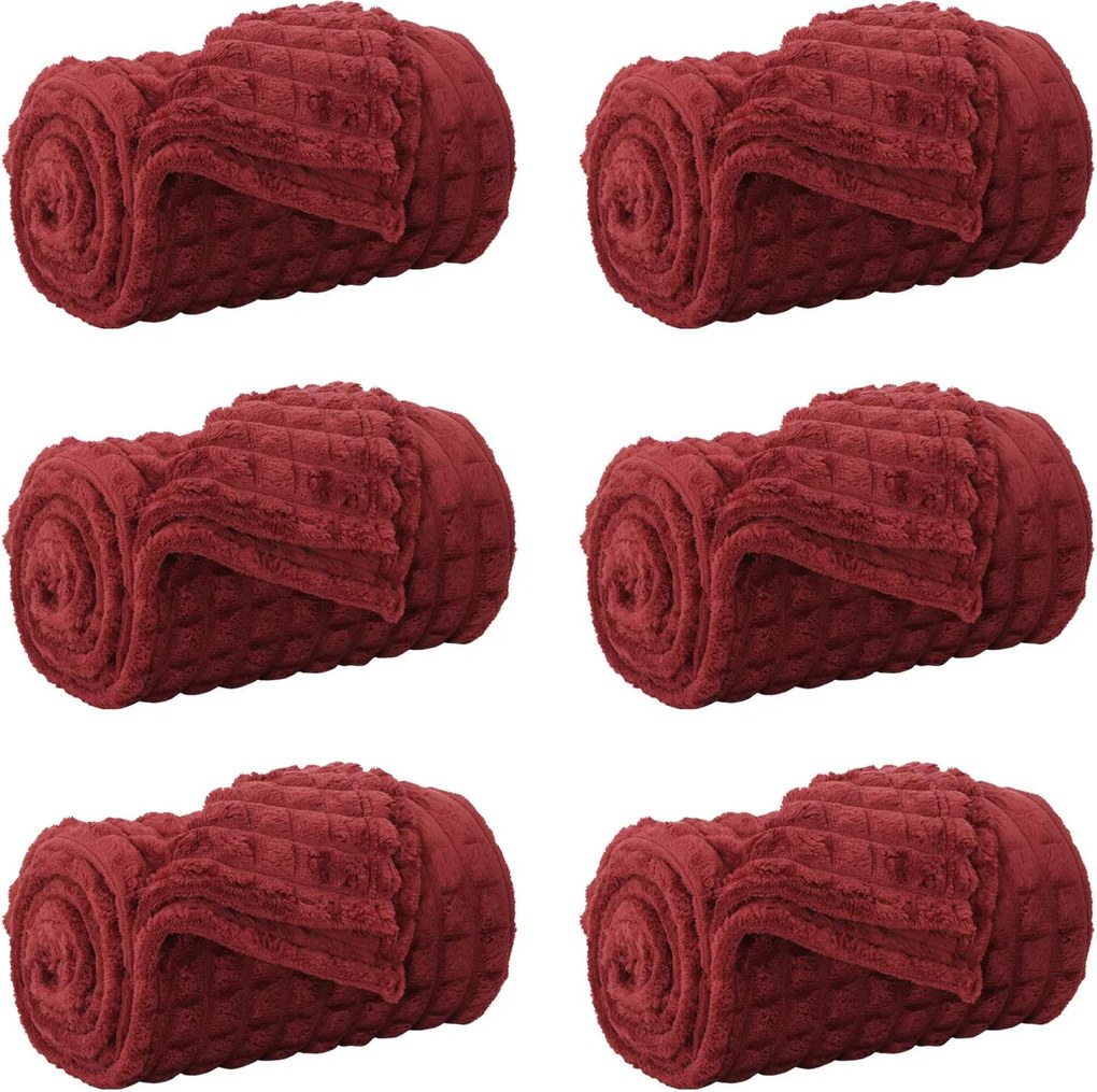 vidaXL Takarók 6 pcs Bordeaux piros 200 x 150 cm Gyapjú