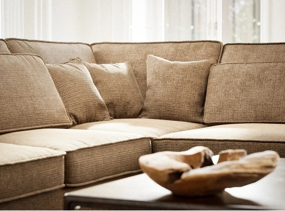 Világosbarna zsenília sarokkanapé (jobb oldali-L alakú) Kirou – Maison de Rêve