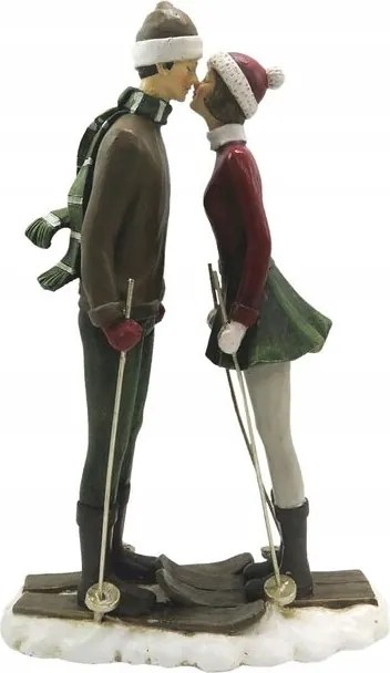 Karácsonyi dekoráció egy pár színes figurája sílécen, Clayre &amp; Eef