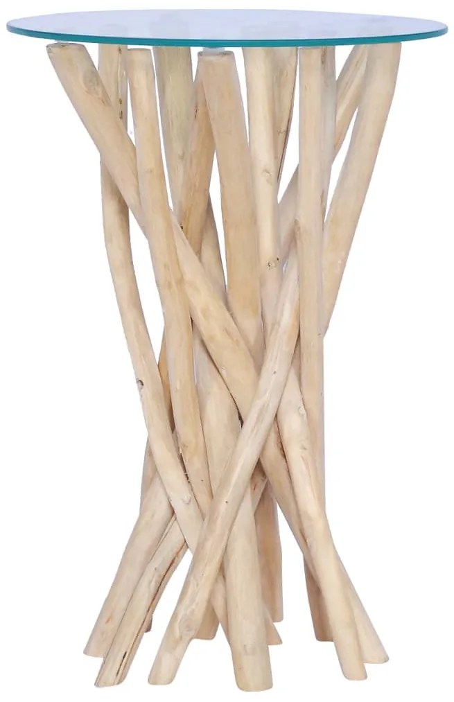 tömör tíkfa dohányzóasztal üveglappal 35 x 35 x 50 cm