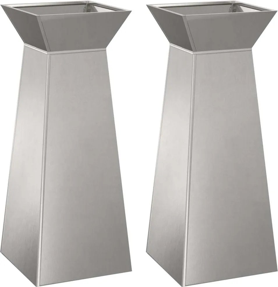 vidaXL Pillér Ültető 2 pcs Ezüst 40 x 40 x 100 cm