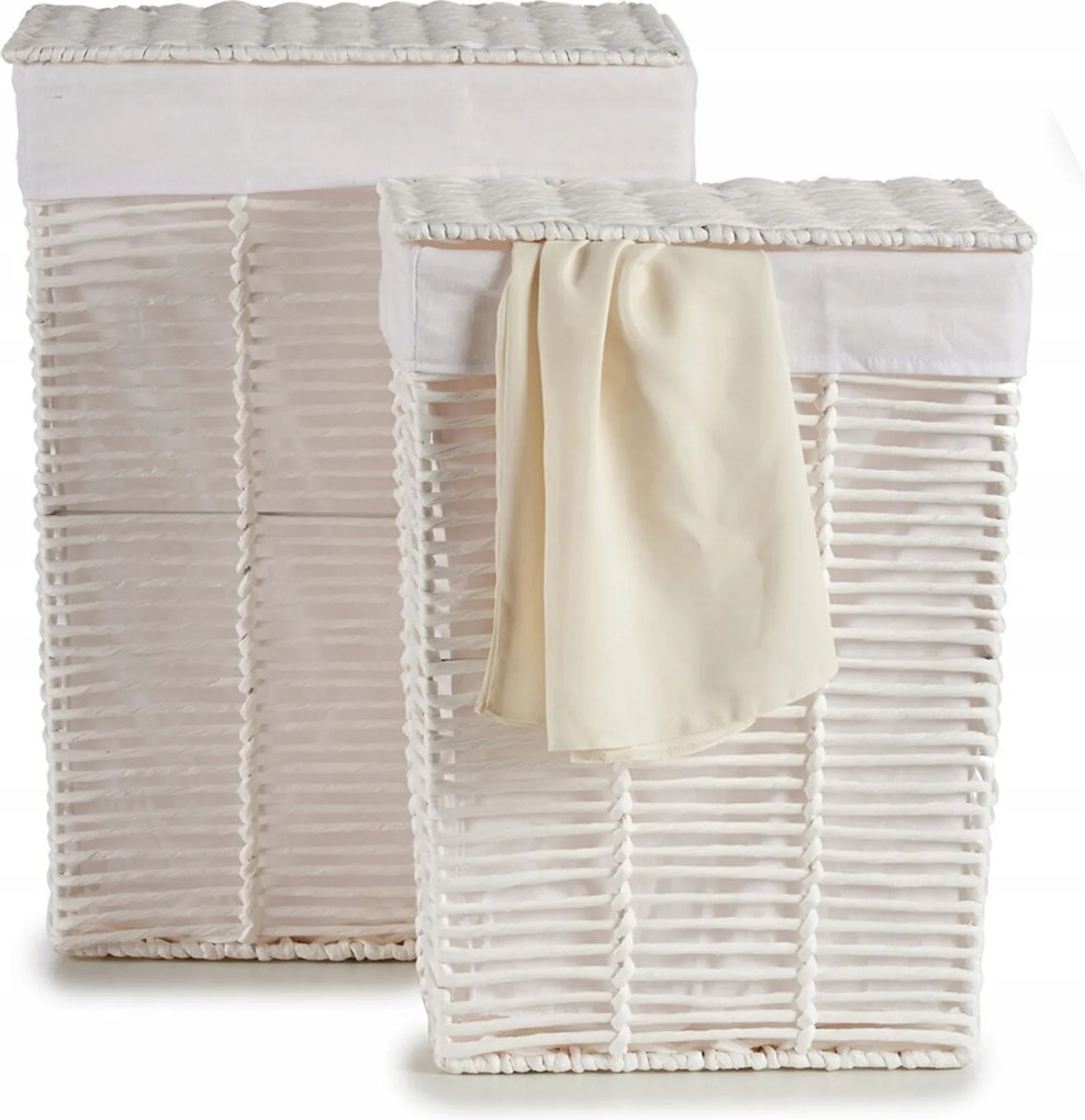 Fonott Kosár Fehér Téglalap Alakú Kosár Szett 2 db