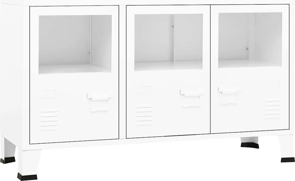 vidaXL fehér fém és üveg tálalószekrény 105 x 35 x 62 cm