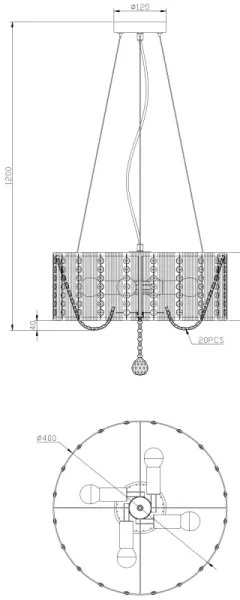 Globo 15091H - Kristálycsillár zsinóron WALLA 4xE14/40W/230V