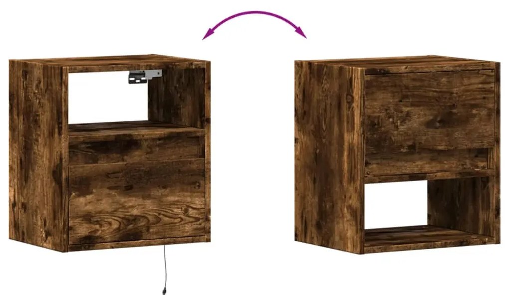 2 db füstös tölgy fali TV-szekrény LED-ekkel 41 x 31 x 45 cm