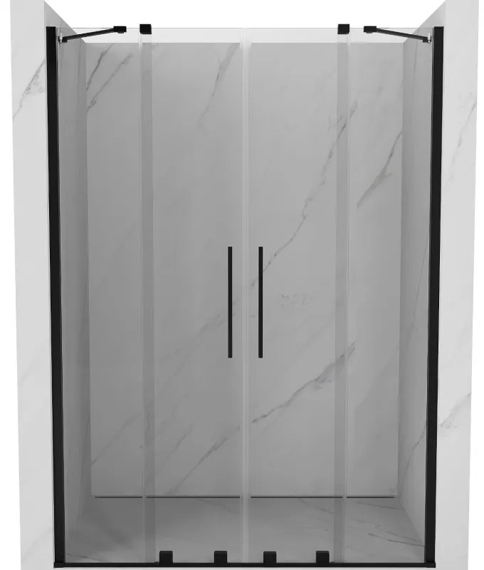 Mexen Velar Duo, nyitható tolóajtó 150x200 cm, 8mm átlátszó üveg, fekete matt, 871-150-000-02-70
