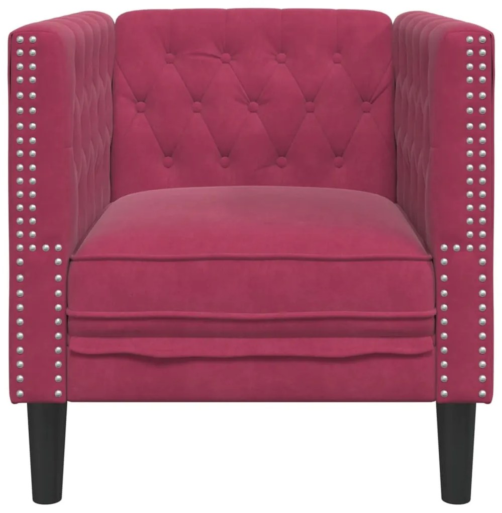 bordó bársony Chesterfield kanapéfotel