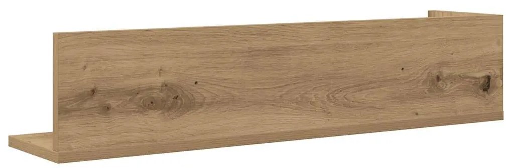 2 db kézműves tölgy színű szerelt fa fali polc 75x16,5x16,5 cm