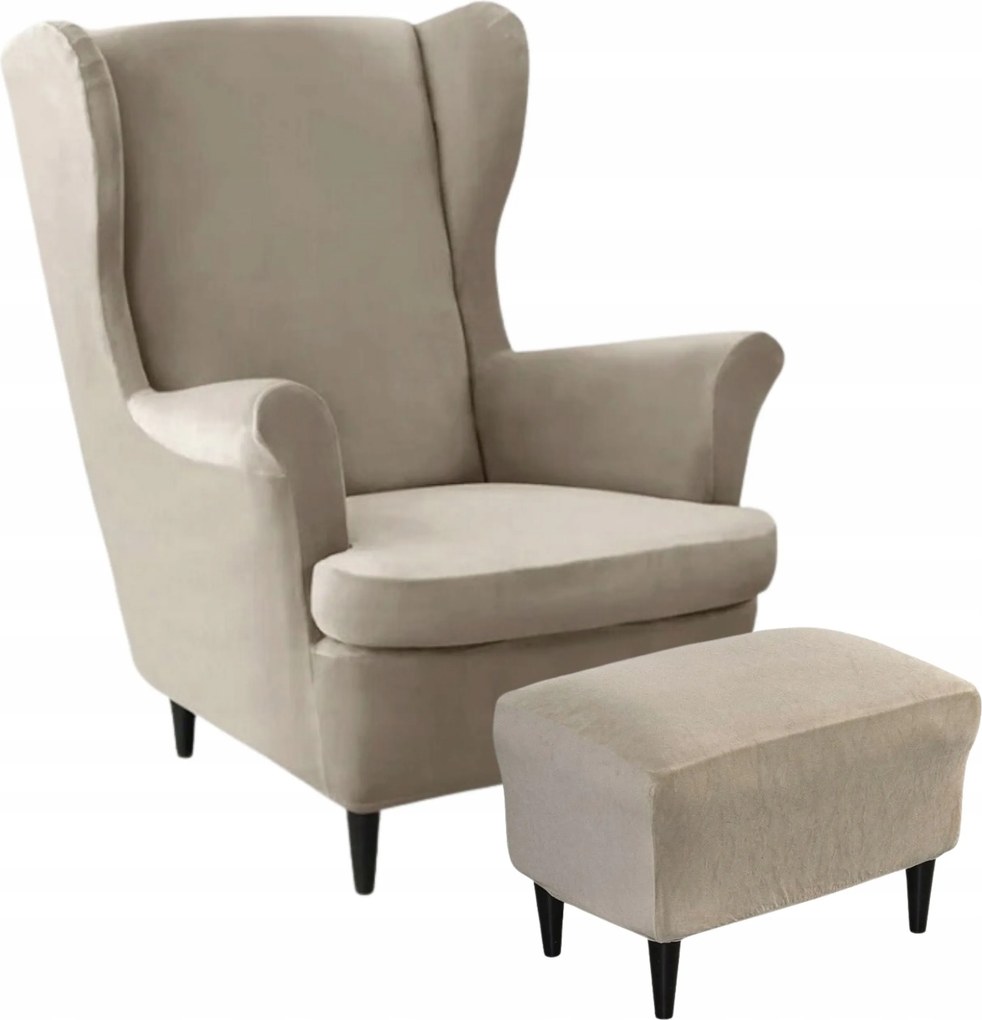 Üléshuzat Uszak Lábtartó Puff Rugalmas Velúr Oeko Tex Bézs