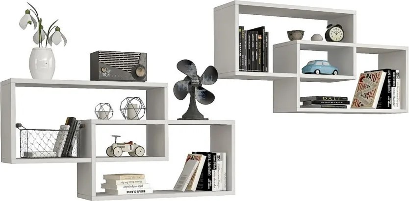 1db fali polc 104x22x45cm fehér fekete GR-01