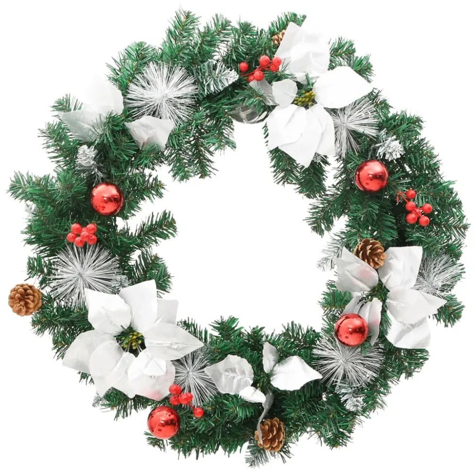 zöld PVC karácsonyi koszorú LED-ekkel 60 cm