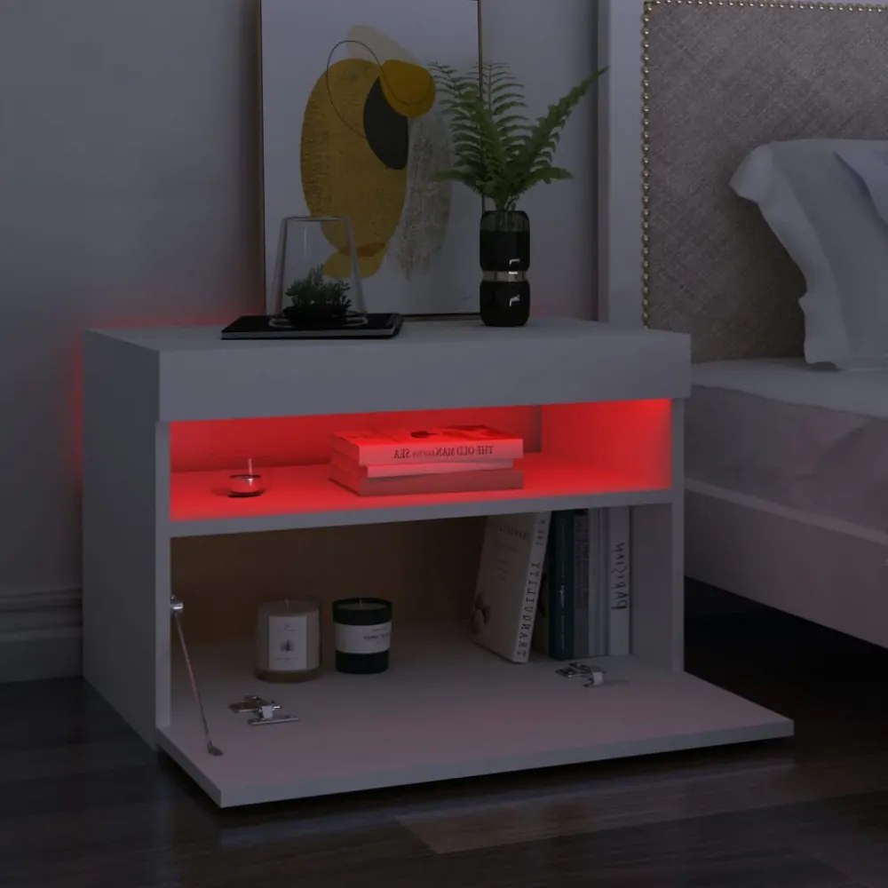 2 db fehér TV-szekrény LED-lámpákkal 60 x 35 x 40 cm