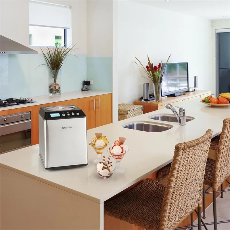 Klarstein Vanilly Sky Family, fagylaltgép, fagylalt- és fagyasztott joghurtkészítő gép, 250 W, 2,5 L, ezüst