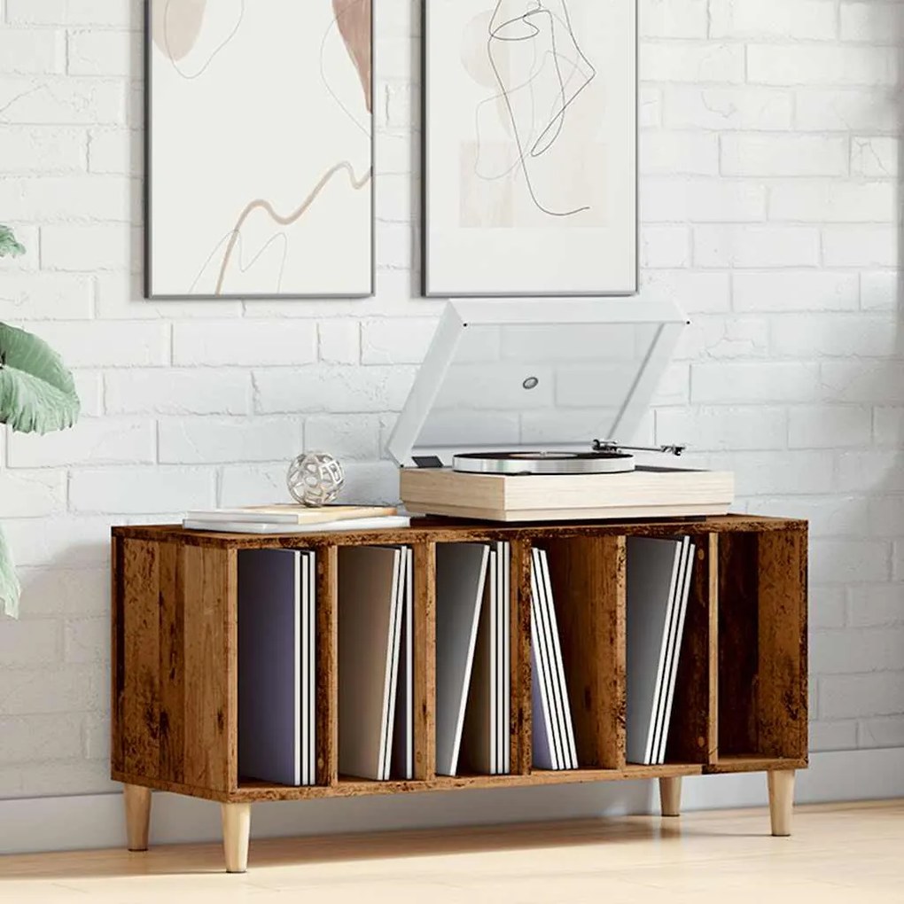 antik fa színű szerelt fa hanglemezszekrény 100 x 38 x 48 cm