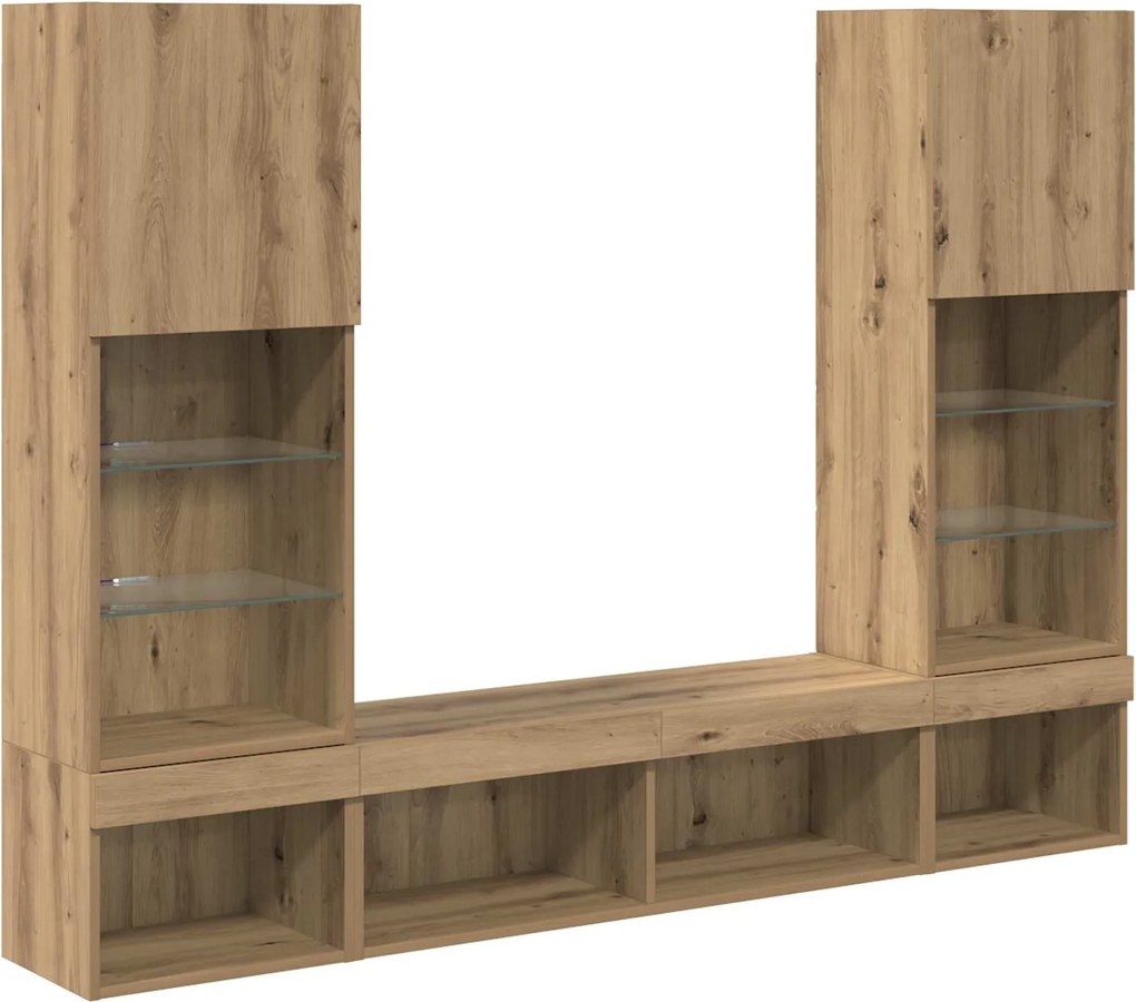 vidaXL TV Fali Egységek LED-del leddel 5 pcs Artisan tölgy Faanyag