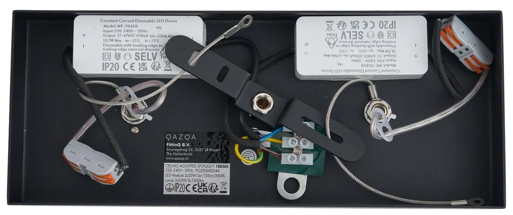 Modern fekete felületre szerelt spotlámpa, dimmelhető LED-del, 2-lámpás - Apollo