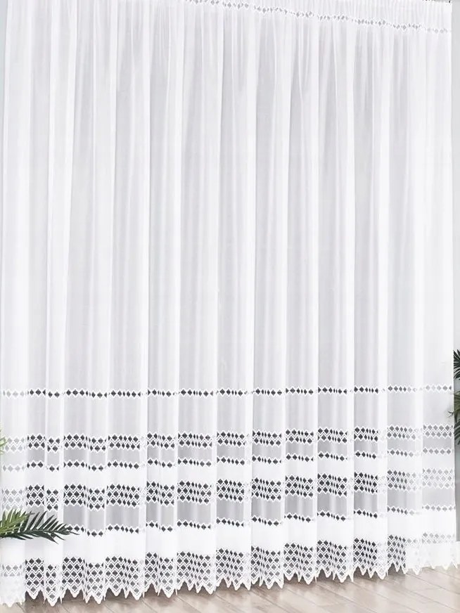 Jacquard függöny kész szalag fehér függöny magas tejfehér mintás 500x230