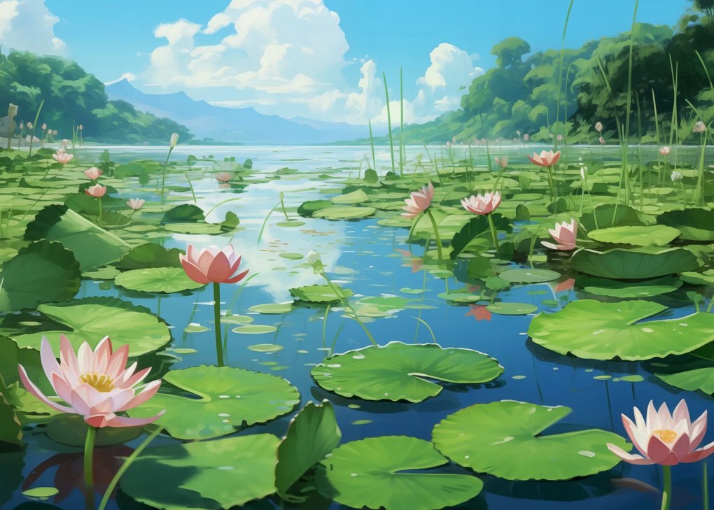 Poszter 70x50cm Idilli liliom tó