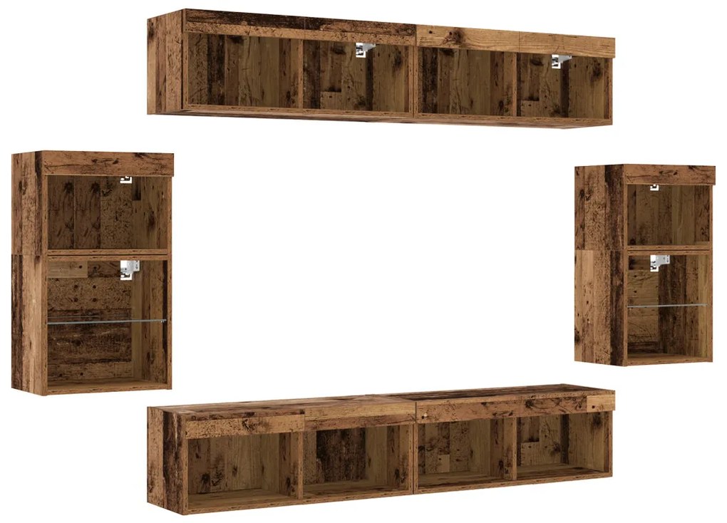 F Floating Shelf 2 db Régi fa 40x28.5x40 cm Mérnöki fa