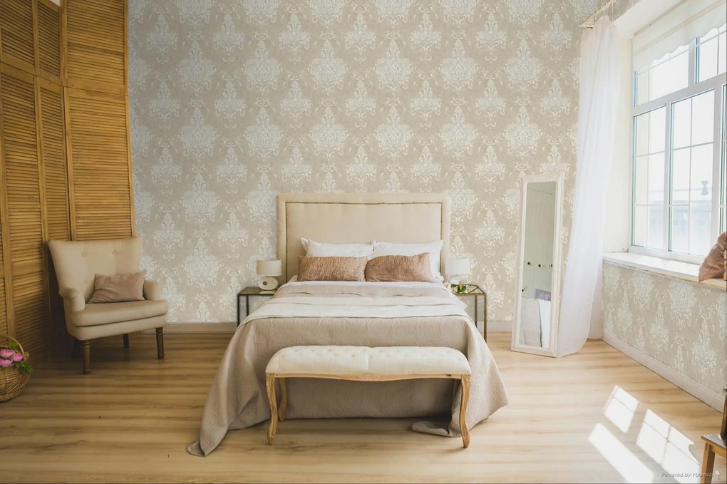 Zambaiti Parati Casa Chic Damasco arany-bézs damaszt mintás vlies tapéta – Z20134